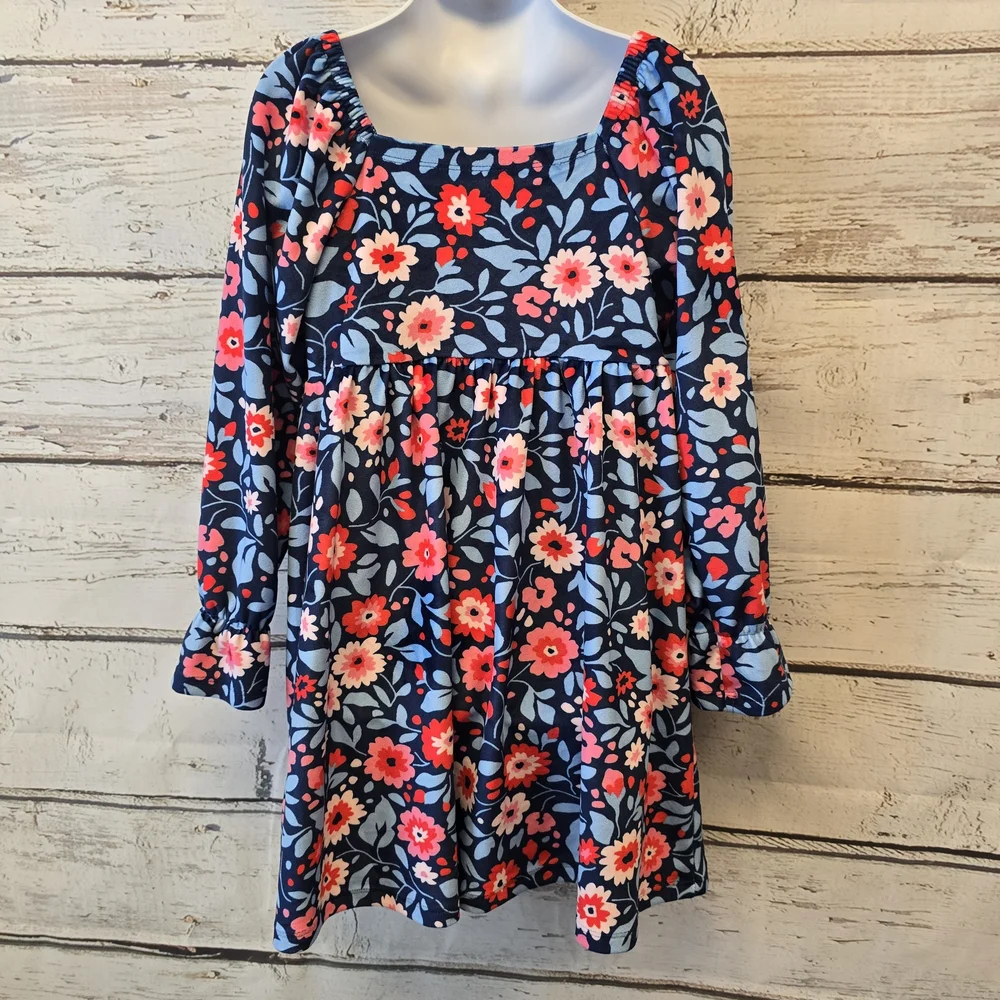 Millie Loves Lily Kids Casual Dress - Blue and Pink Floral Size 5